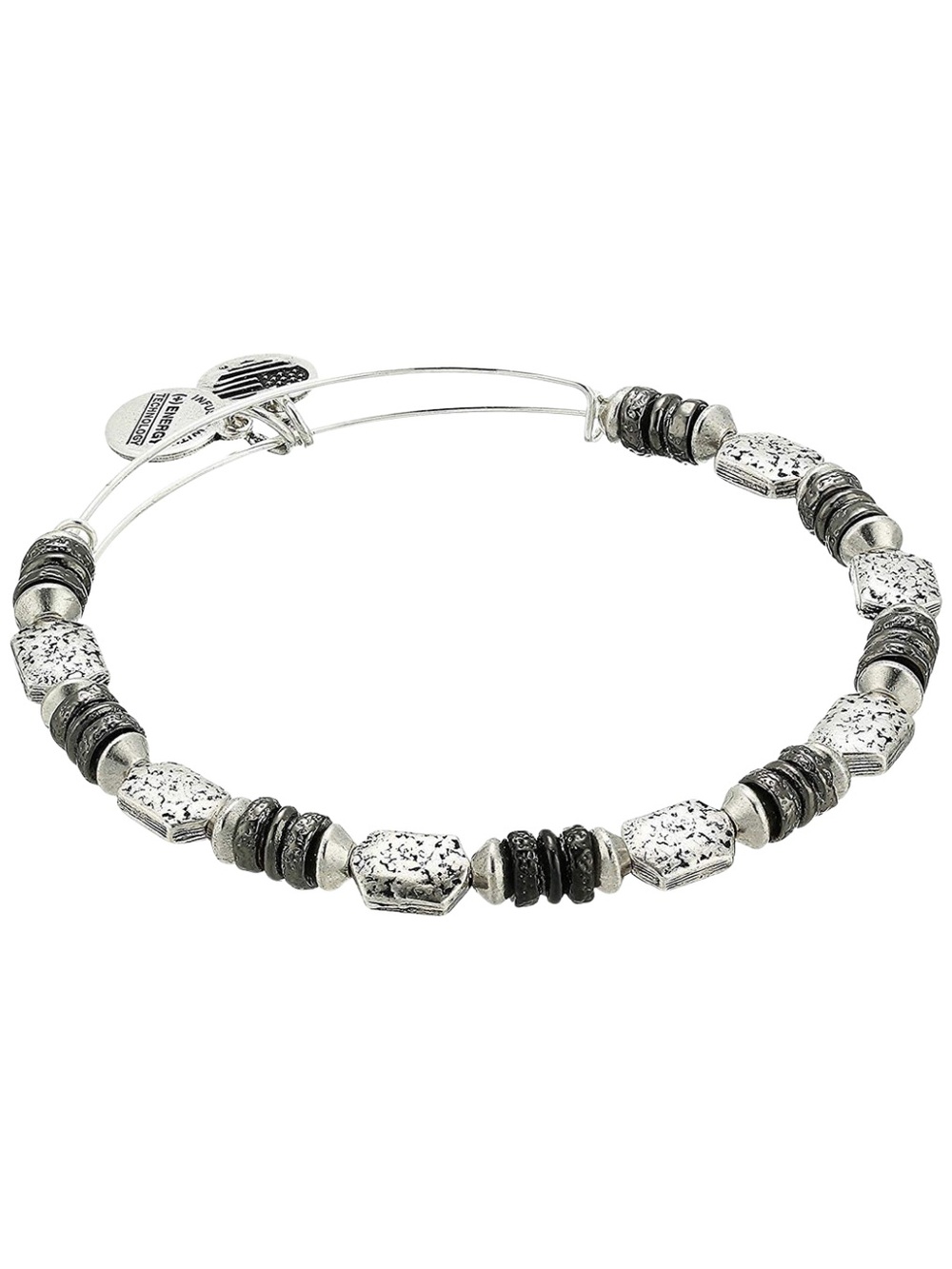 Alex and Ani Luster Bangle Two-Tone Bracelet - Silver & Black